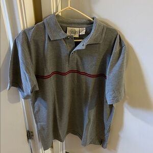 Classic Grey Polo with Maroon Chest Stripe